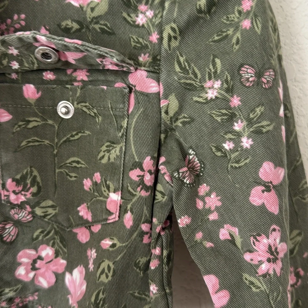 Little Lass • Olive Cropped Cargo Utility Jacket Coquette Cottagecore Floral